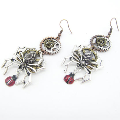 Pendientes steampunk Araña